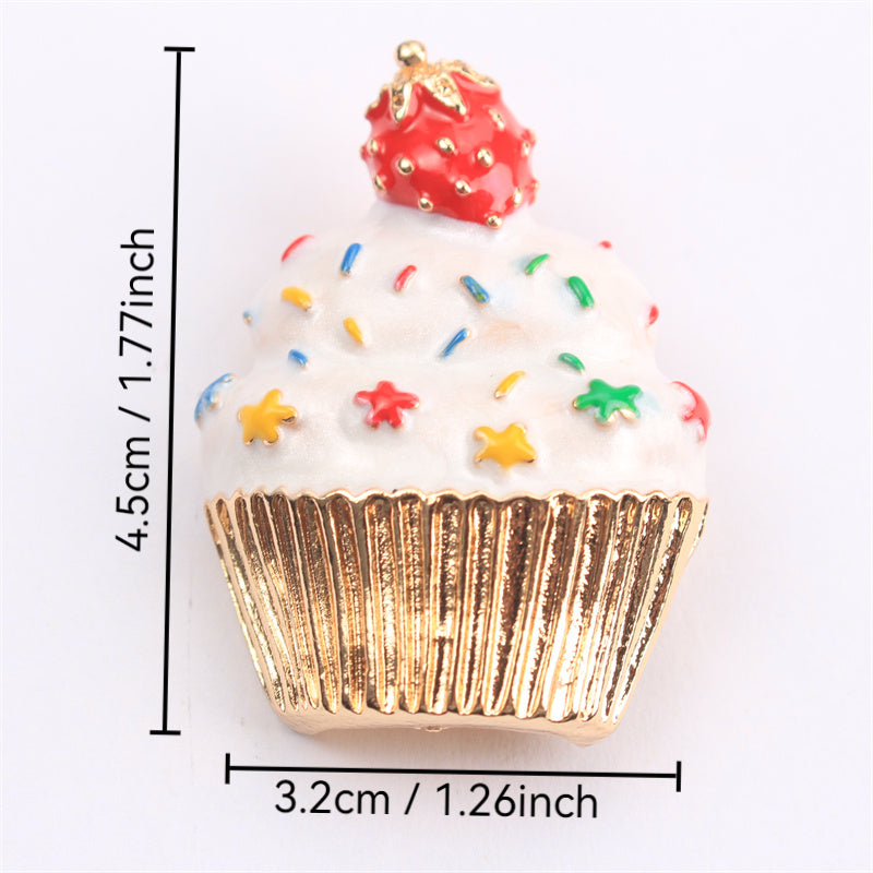 Luxurious Alloy Enamel Cartoon Cupcake Brooch Pin with Irregular Shape for Women - A Novelty Fashion Accessory Perfect for Parties and Everyday Wear