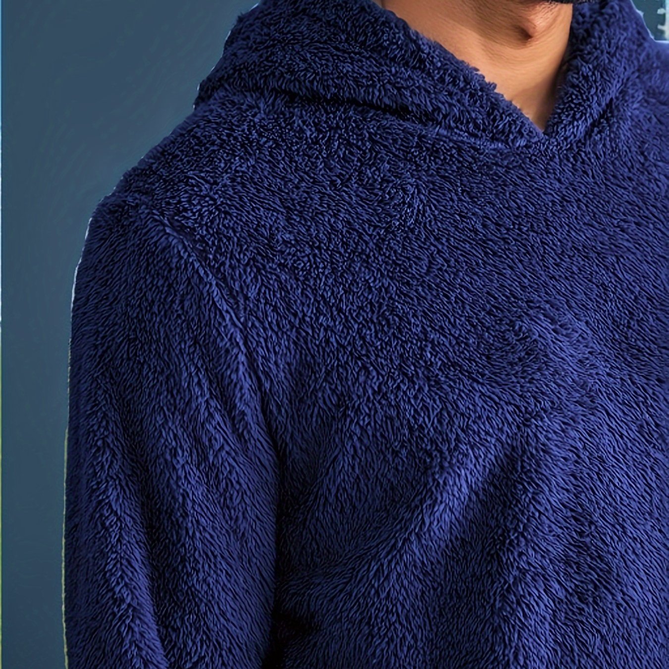 Cozy Men's Hooded Pajama Set made of plush fleece, with pockets and machine washable for winter sleepwear.