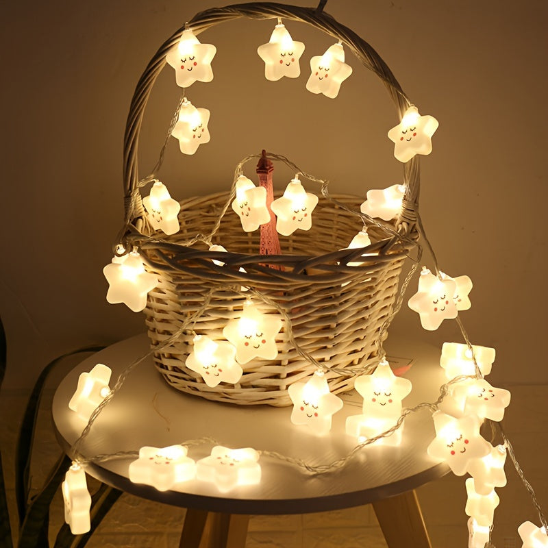 Star and cloud string lights require batteries (not included).