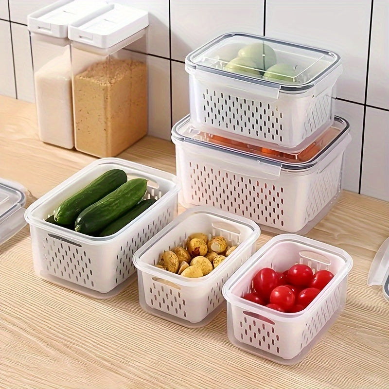 Keep Your Produce Fresh with this BPA-Free Fruit Storage Container - Includes Drain Colander and Airtight Lid for Refrigerator - Ideal for Washing and Storing Berries and Vegetables