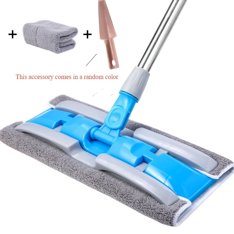 Hands-Free Flat Mop featuring Washable Microfiber Pads, Suitable for Wet and Dry Cleaning on Multiple Surfaces such as Hardwood, Tile, and Laminate Floors in the Living Room, Bedroom, Kitchen, and Bathroom