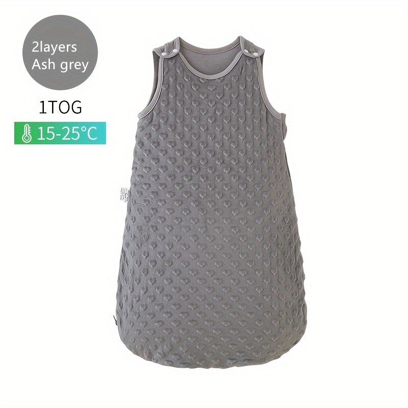 Cozy youngins' sleeping bag made of soft velvet with quilted design, machine washable, in solid gray color for a comfy night's sleep.