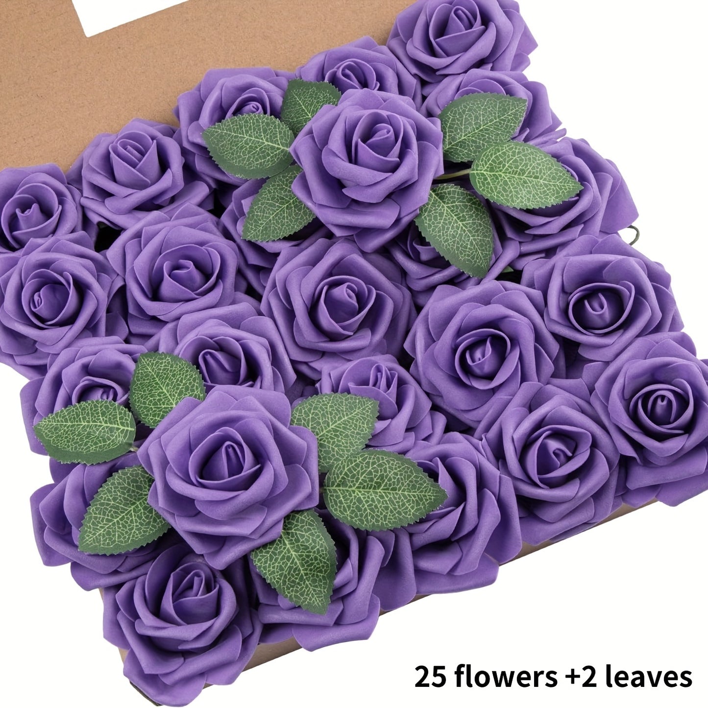 27 artificial ivory foam roses with stems and leaves, ideal for DIY wedding bouquets, bride gifts, centerpieces, and party tables.