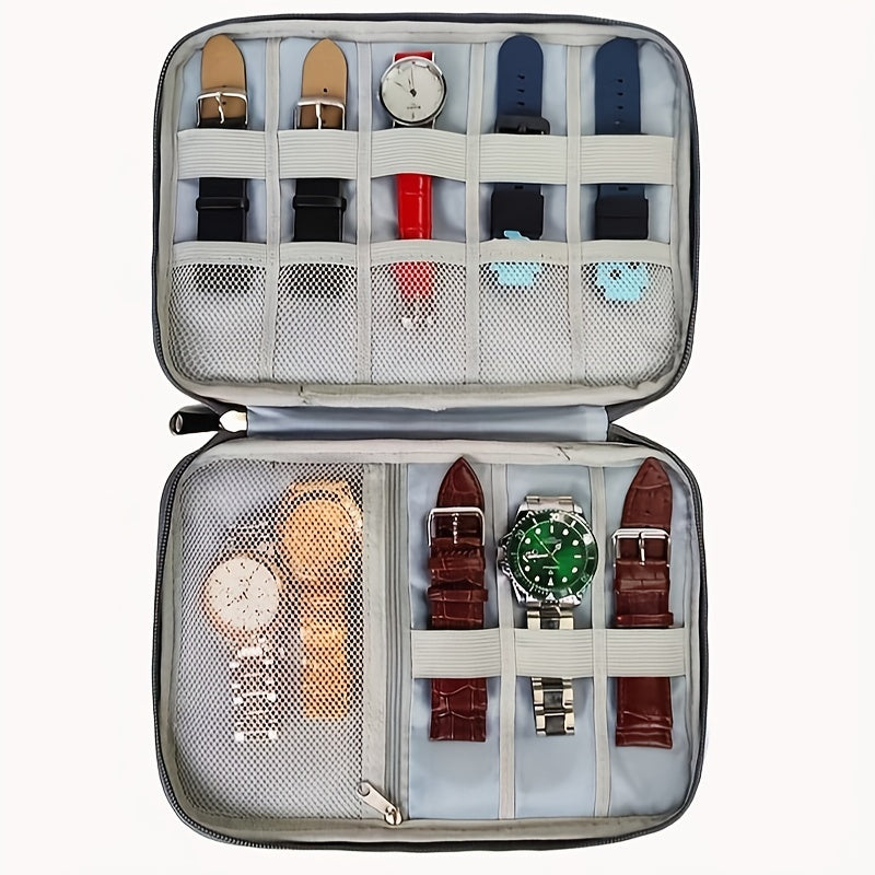 High-Quality Black Watch Storage Pouch - Elegant Oval Display Case for Watches, Jewelry & Accessories crafted from Polyester