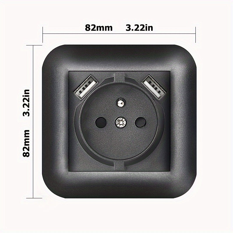 EU Standard 16A Wall Power Socket with USB Port, Type-C, and Flame Retardant Panel in Black/White/Grey - Ideal for Home Appliances, Rounded Edge Design.