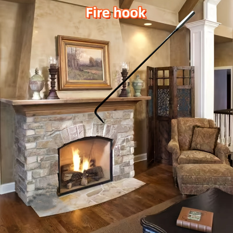 54.51 cm Long Multi-Functional Forged Metal Fire Hook with Fireplace Poker, Campfire Log Tongs, Stove Shovel, and Wood Stove Accessories. Perfect for Fireplace Tools & Hardware.