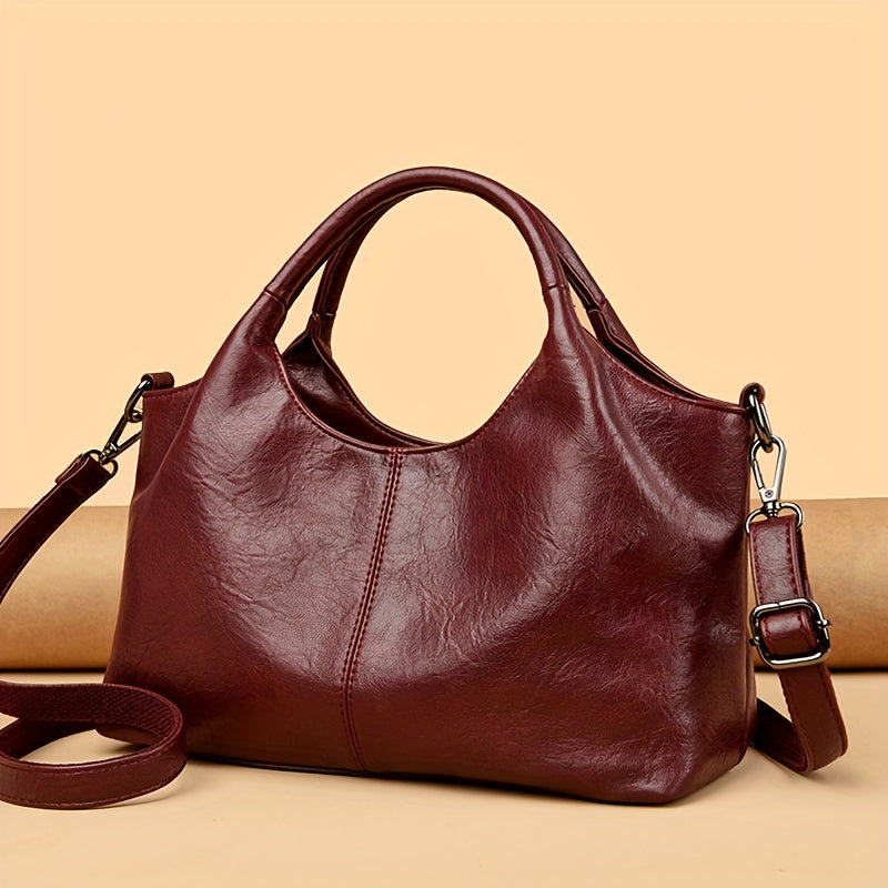 Stylish PU Women's Handbag with Detachable Strap, Zip Closure, Nylon Lining - Available in various colors, perfect for any occasion.