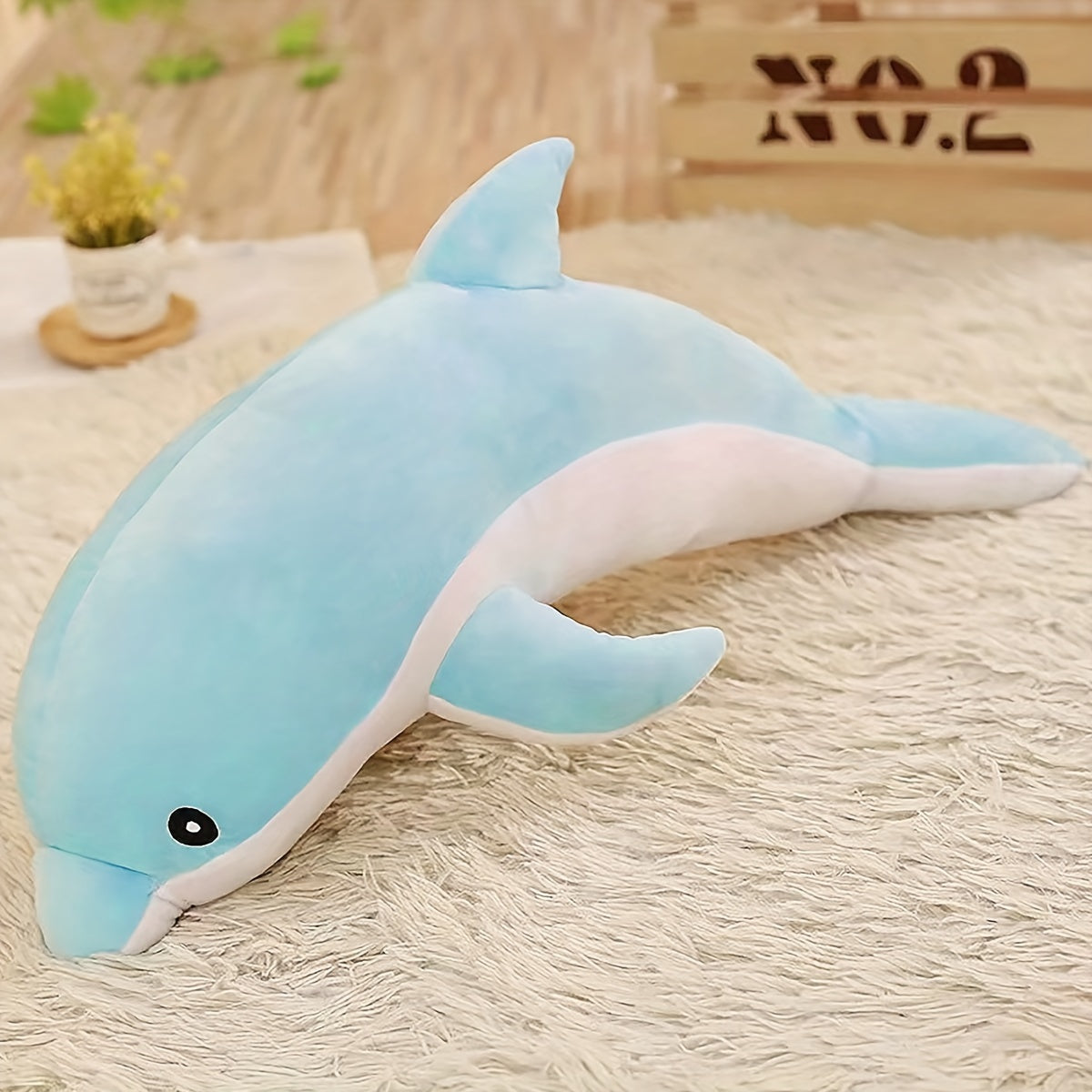 1pc Couple'S Dolphin Plush Toy - Soft, durable fabric, recommended for medium breeds, no charging or batteries needed.