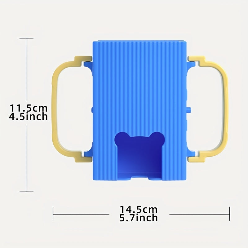 One piece of Toddler Juice Box Holder designed for adjustable use with baby, infant, and toddler milk carton cups. Perfect for drinking training, this holder can accommodate juice boxes and juice bags for toddlers.