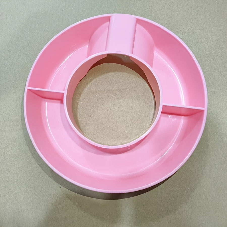 Plastic snack tray cup accessory with 3 dividers, easy to assemble, suitable for flat-mouth cups.