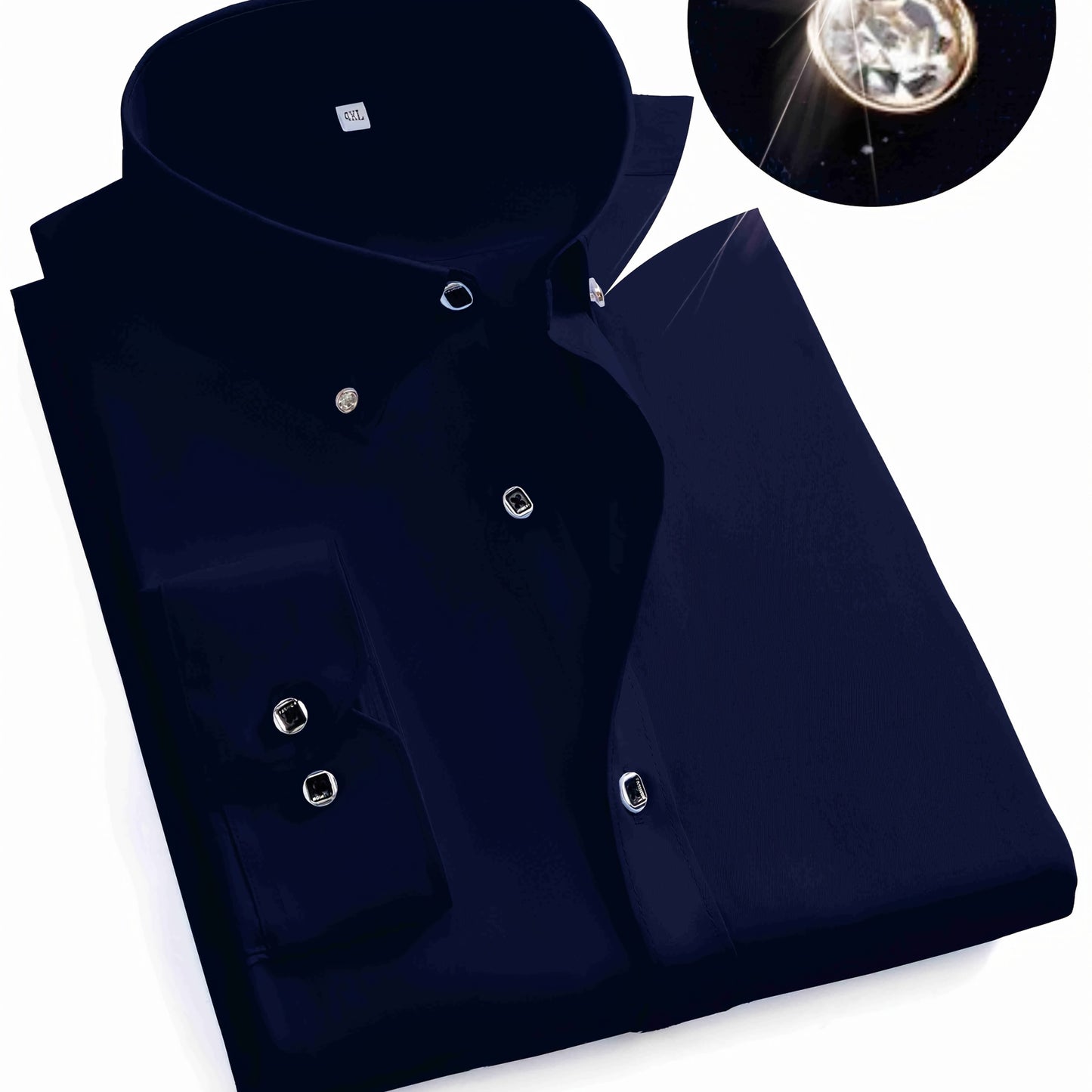 Men's elegant cotton blend shirt with 40% cotton and 60% polyester, regular fit, solid color, breathable fabric with slight stretch, woven, button closure, lapel collar, short sleeve for