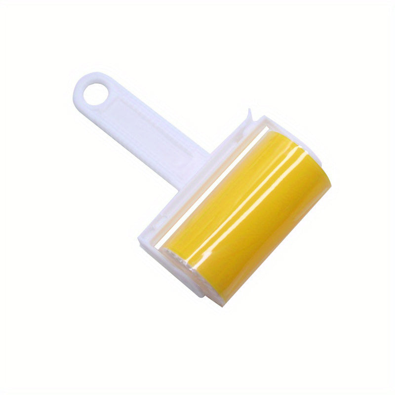 Lint remover for clothes that is reusable and removes pellets, cat hair, pet hair, and dust from clothes, sofas, and more with a sticky roller.