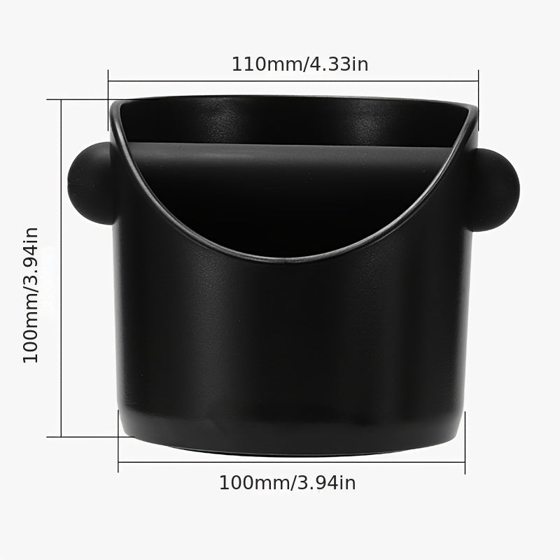 Compact Black ABS Coffee Knock Box features a detachable knock bar for easy cleaning and maintenance. Designed with anti-slip and ergonomic features, this espresso grind bin is perfect for use in both home and cafe settings.