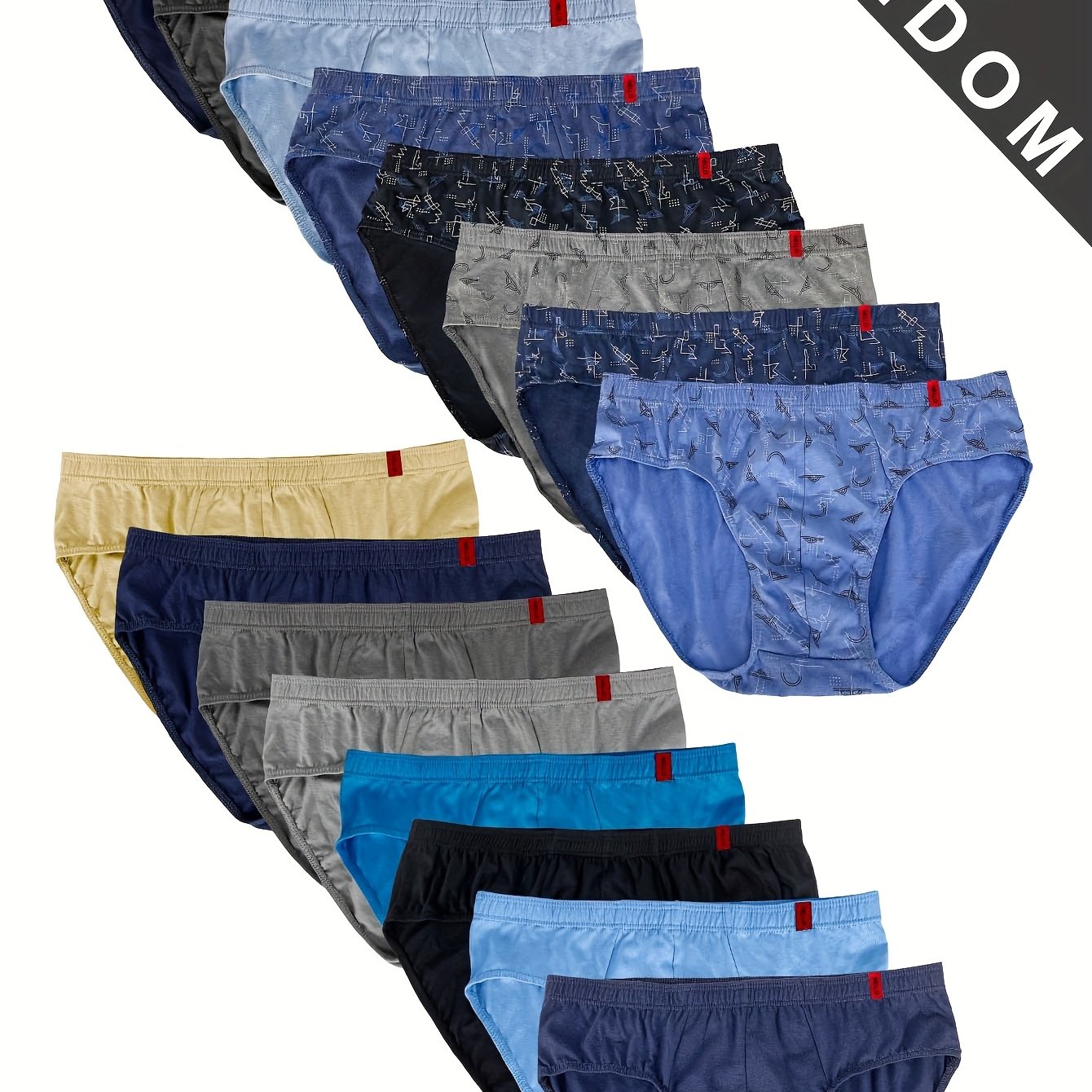 7pcs Random Men's Printed Solid Colour Combo Pack Pure Cotton Triangle Underpants for Seasonal Comfort and Breathability.