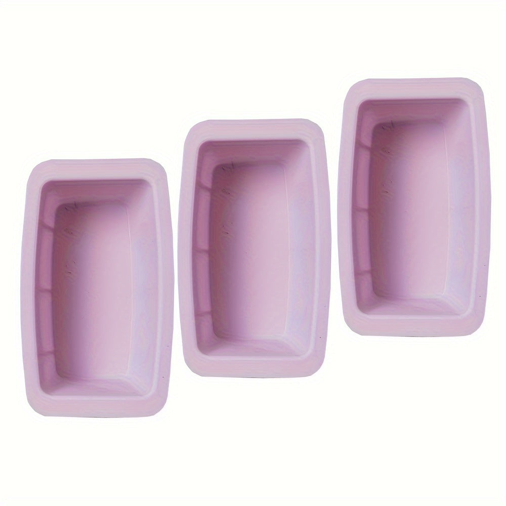 Mini Silicone Toast Mold Set of 3 Rectangular Bread Baking Pans for Pastry, Cheese Cake, and Small Breads - Kitchen Decoration Tools