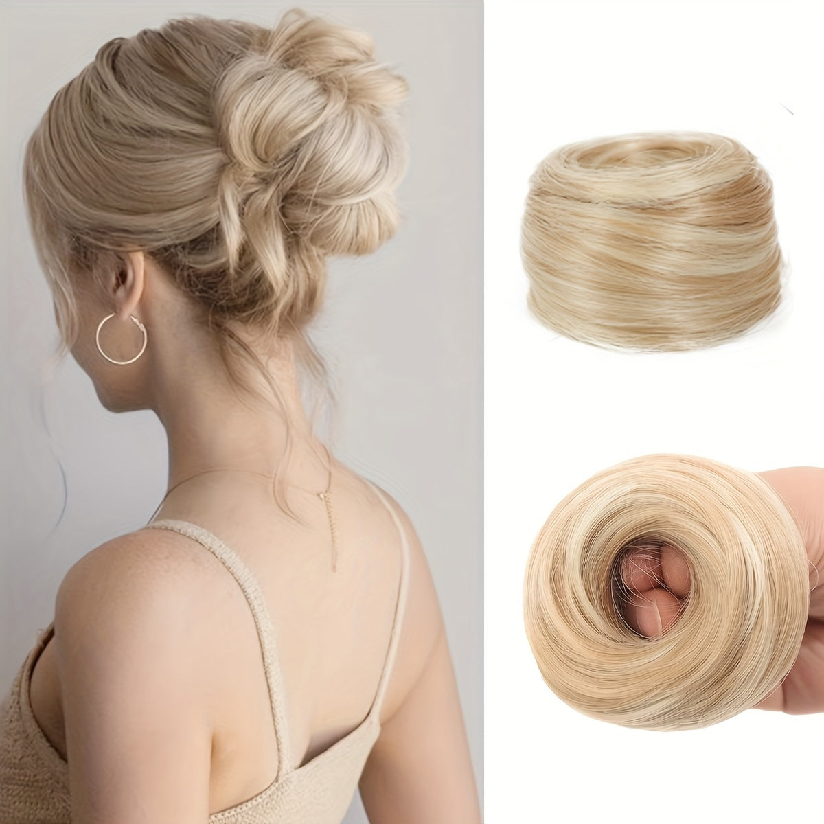 Stylish synthetic hair bun ponytail extension for women, great for both parties and casual wear.