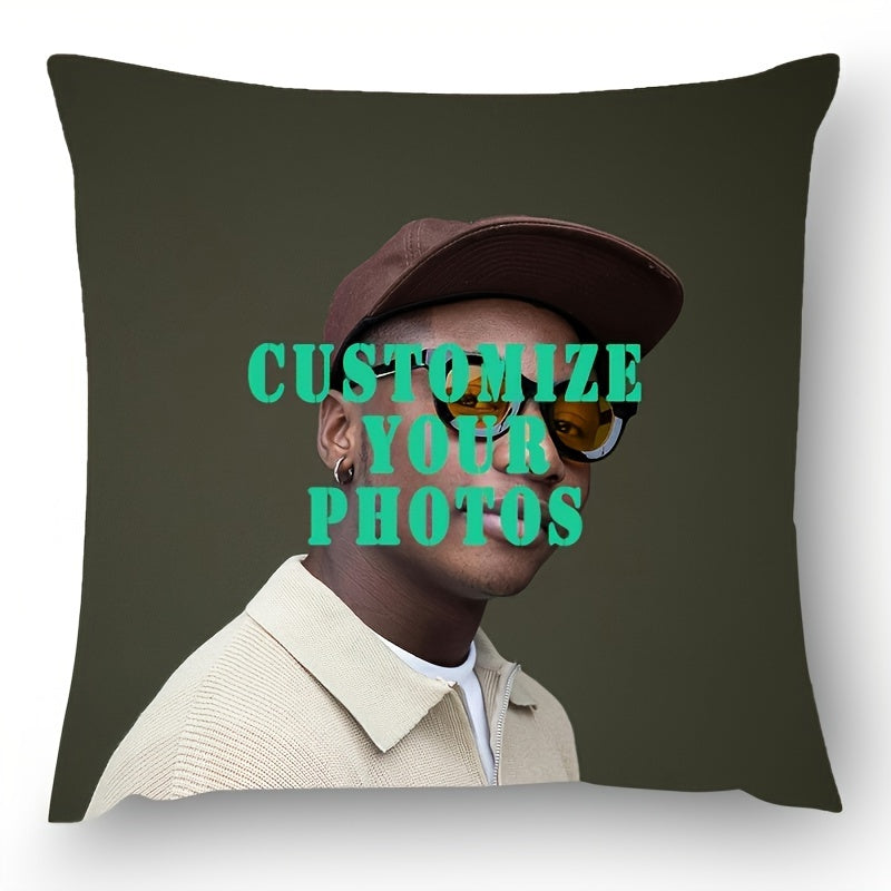 This personalized photo pillow cover is a great addition to any room. The cover measures 45.72x45.72 cm and features a double-sided print on soft polyester knit fabric. The modern style and zipper closure make it easy to change up your decor. Plus, it's