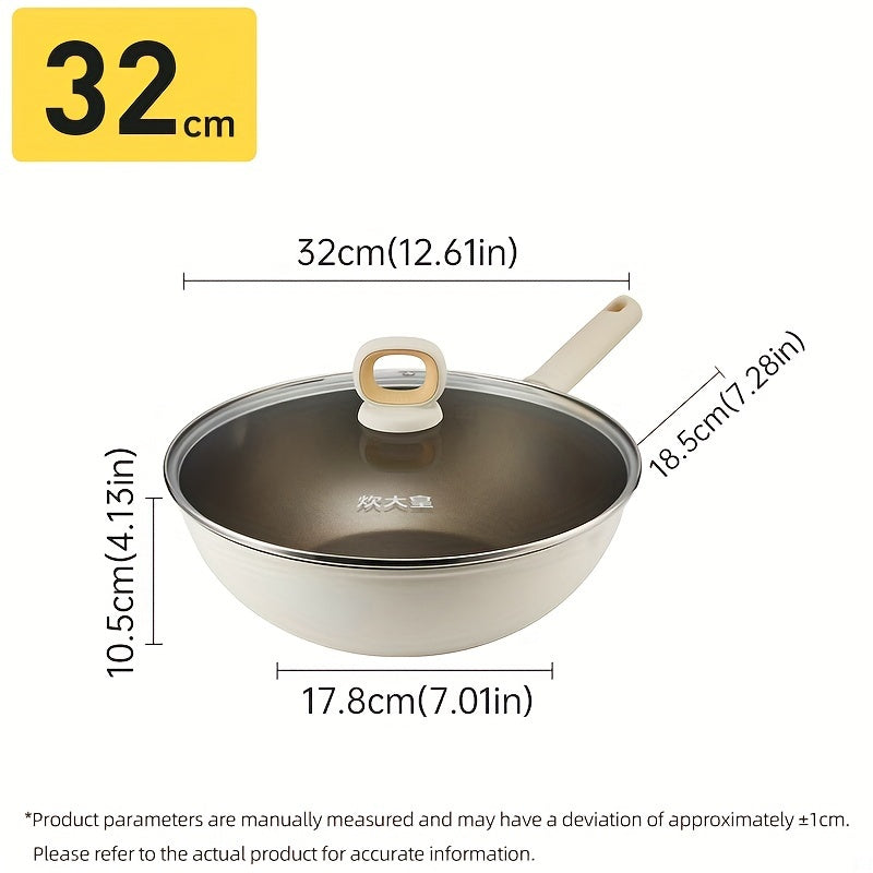 Titanium-Coated Non-Stick Wok with Lid from COOKER KING - PFOA Free, Induction Ready, All Cooktops Compatible