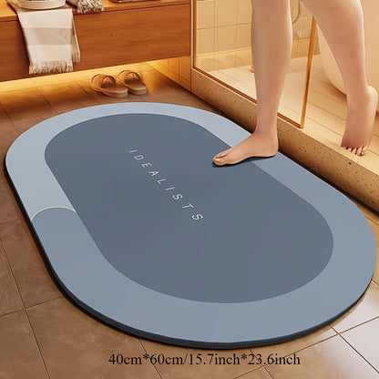 Absorbent polyester bath mat with quick-dry technology, non-slip and odorless, suitable for shower, bedroom, kitchen, and laundry room.