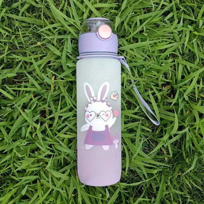 Cartoon animals sports water bottles in various sizes for outdoor activities and birthdays.