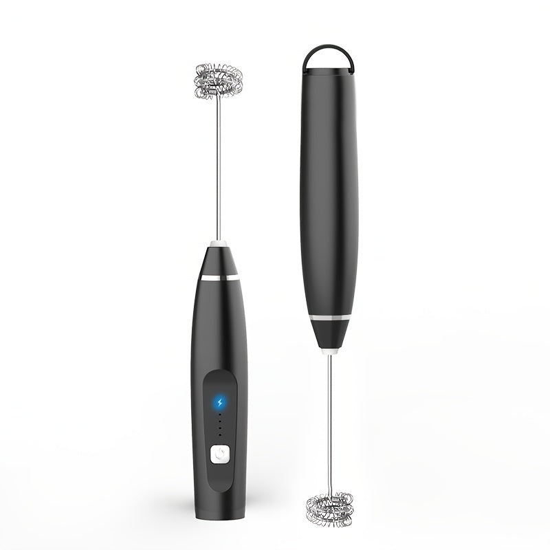 Durable Plastic Electric Milk Frother Handheld with 3-Speed Adjustable USB Rechargeable Feature, Comes with 2 Stainless Steel Whisks for Cappuccinos, Hot Chocolate, Milkshakes, and Eggs - Conveniently Portable.