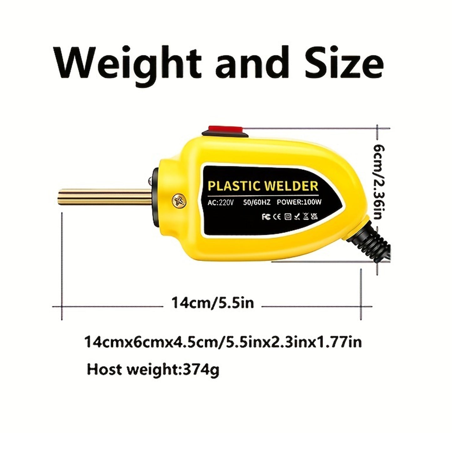 Portable 100W plastic welder for car repair.