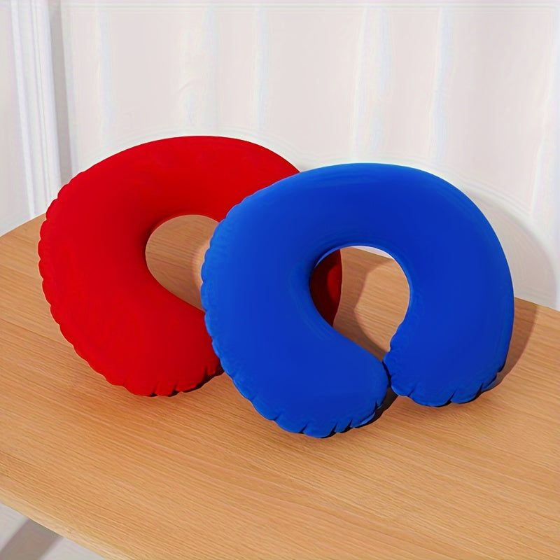 Inflatable C-Shaped Travel Pillow for Car and Airplane - Neck Support Round Pillow