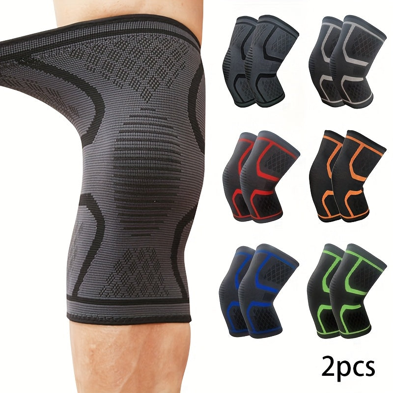 2-Pack Compression Anti-Slip Knee Pads for Running, Cycling, Weightlifting Fitness Training, Warm Knee Brace, Multiple Colors Available