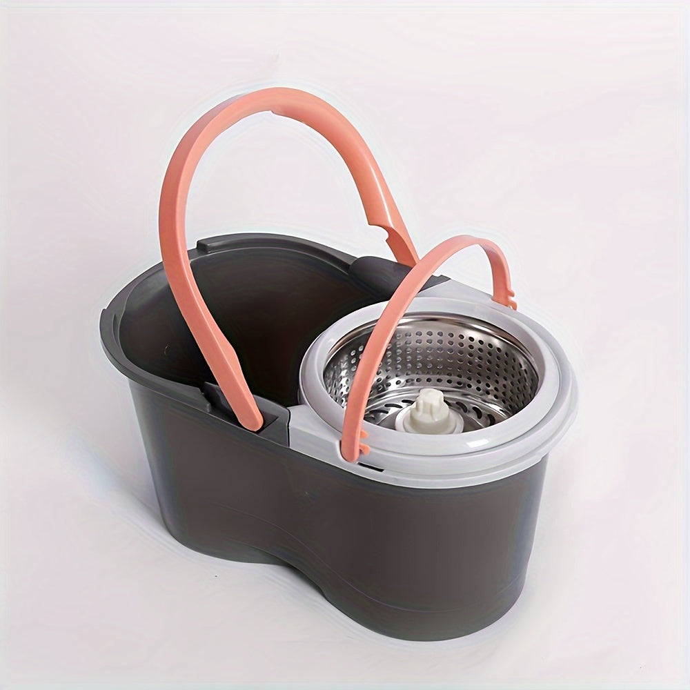 The Spin Mop and Bucket Set includes 3 replacement heads and features stainless steel construction. It can be used for both wet and dry cleaning on hardwood, tile, and marble floors. The easy water separation system ensures efficient cleaning.