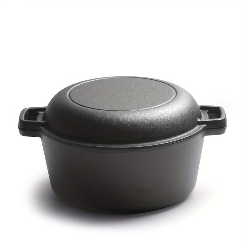 Multifunctional Cast Iron Skillet - 26.01cm Uncoated, Thickened for Outdoor Cooking & BBQ, Ideal for Grilling Steak, Flipping Pancakes & More