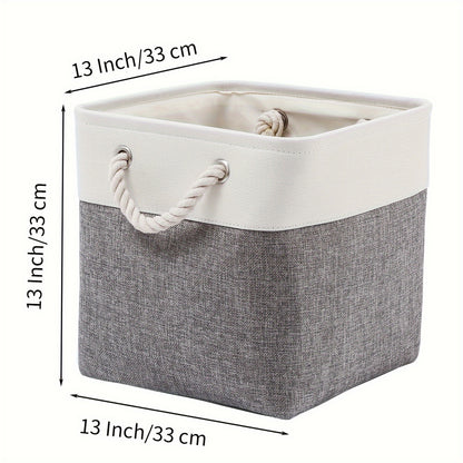 Six classic fabric storage bins with handles, 33.02x33.02 cm, for home and office use, closet organization and storage.