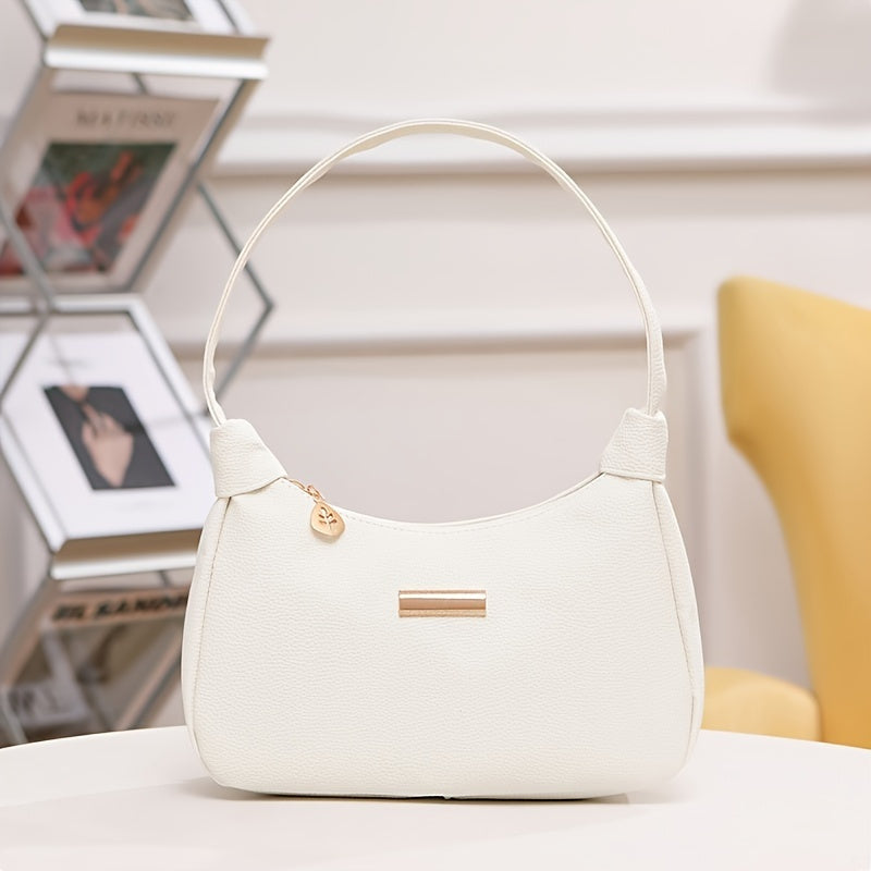 Stylish Beige Shoulder Bag with Zipper Closure, Perfect for Daily Use and Gifting