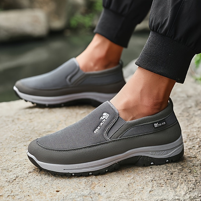 Breathable knit slip-on loafers for men with thick, non-slip soles - ideal for outdoor activities.