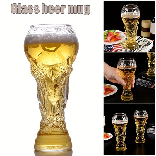 Clear glass beer cup, 1pc, 450ml/15.2oz - Ideal for soccer fans and outdoor enthusiasts, perfect for all seasons.