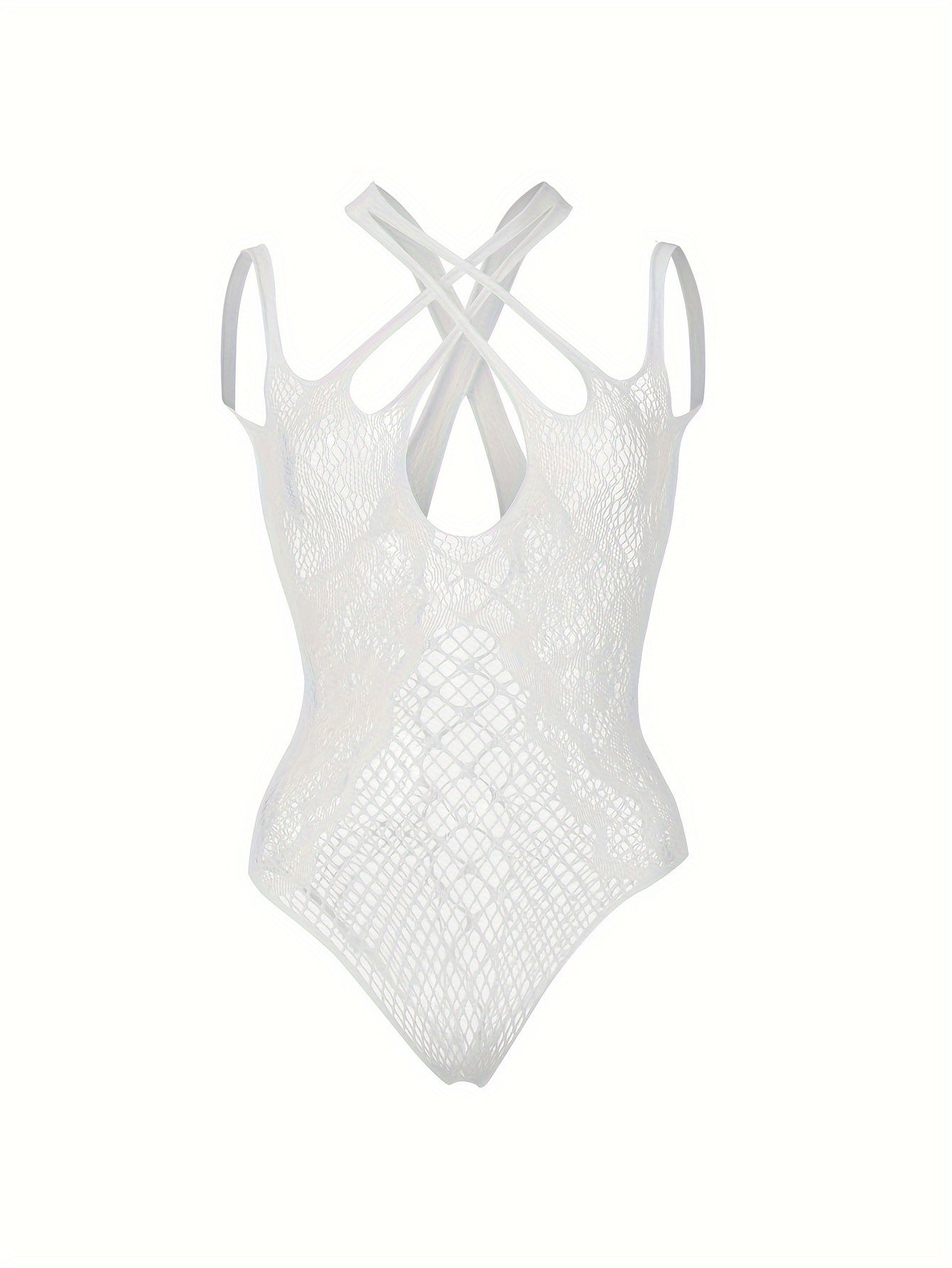 Sophisticated lace and mesh bodysuit for women, featuring sexy cutouts and a low support design.