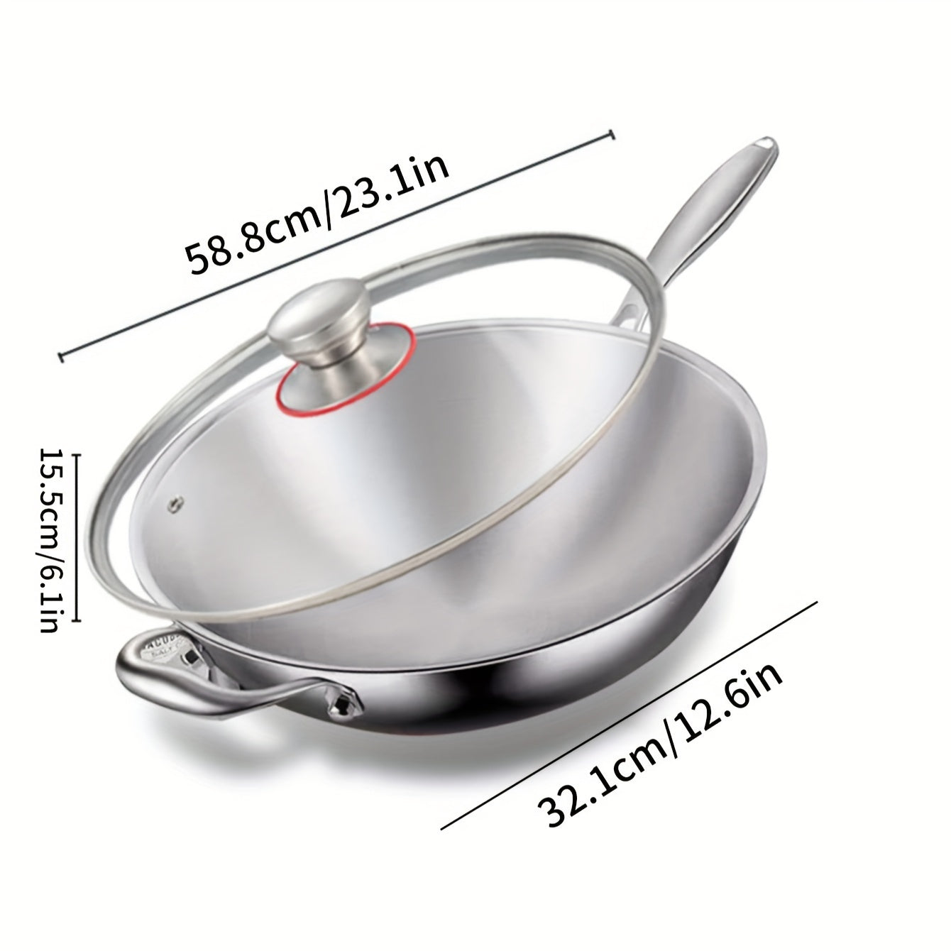 BAICHANG Stainless Steel Chef's Wok with Non-Stick Coating - Easy to Clean, Wooden Handle for Healthy Cooking & Authentic Chinese Cuisine