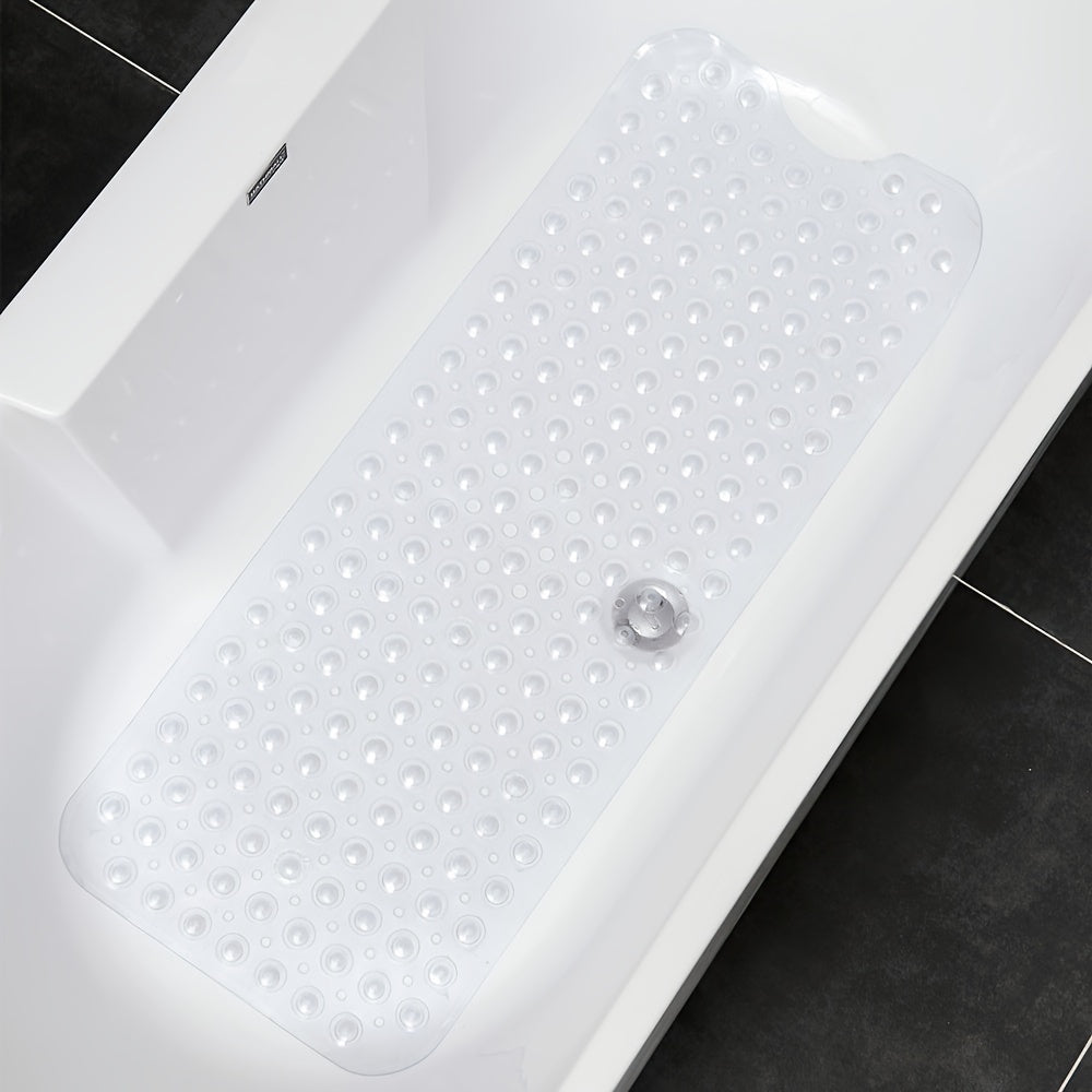 Extra Long Bathtub Mat with PVC Material, Non-slip Surface, Suction Cups and Drain Holes, Anti-slip Carpet for Bathtub, Essential Bathroom Accessory