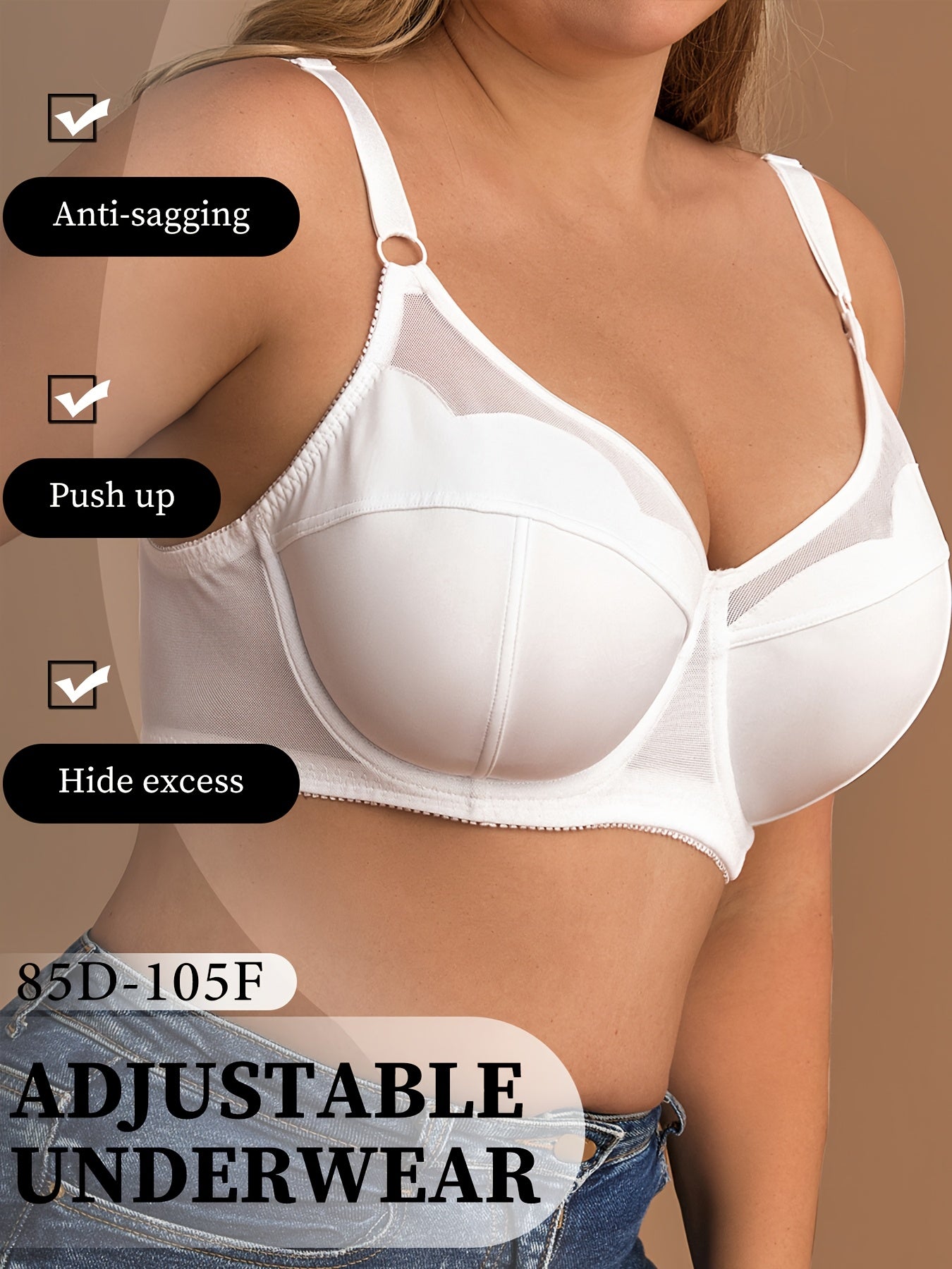 Chic Underwire Bra with Stretch Knit Fabric, Mesh Detail, and No Padding for Everyday Wear