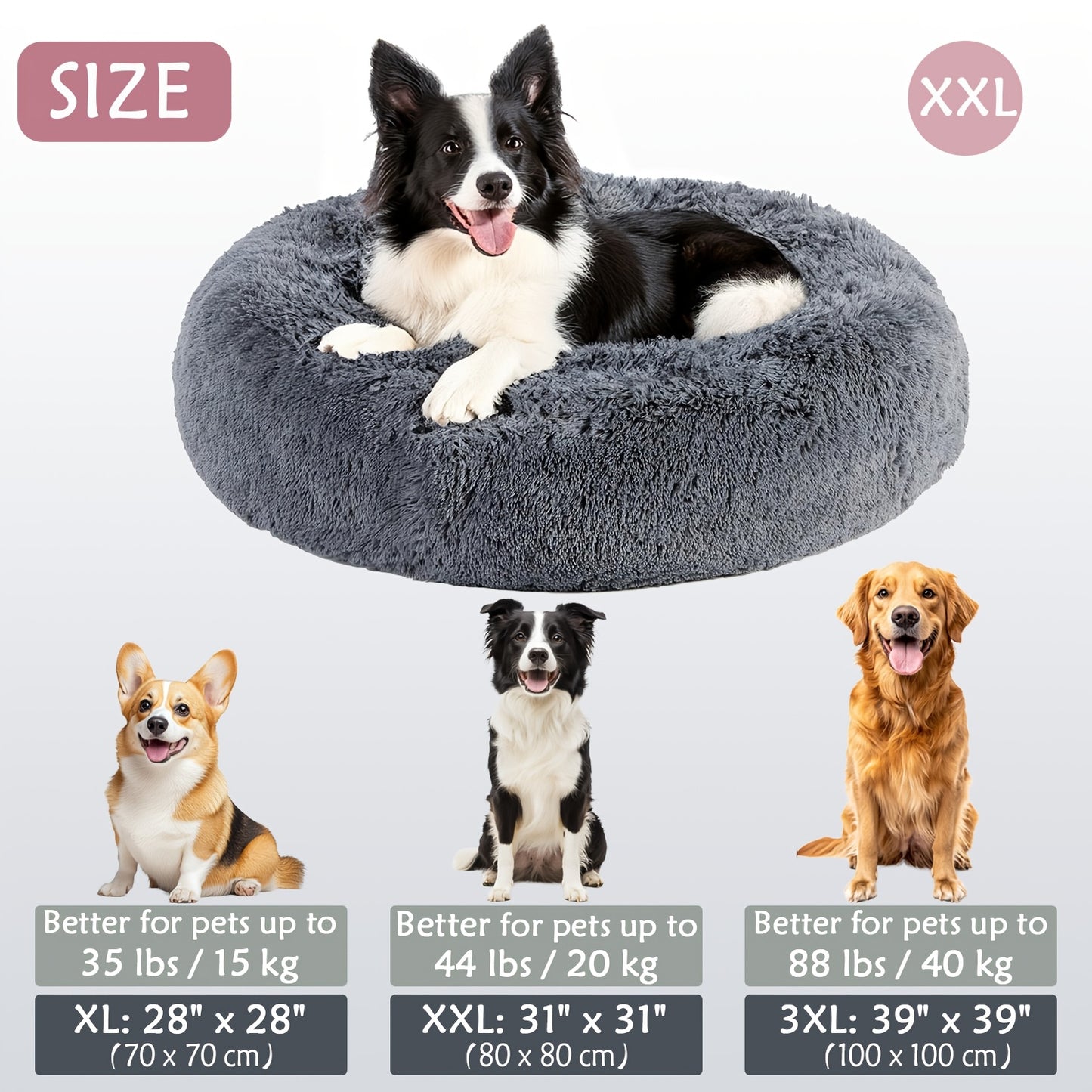 Cozy round pet bed for dogs, ideal for autumn and winter indoor sleeping.