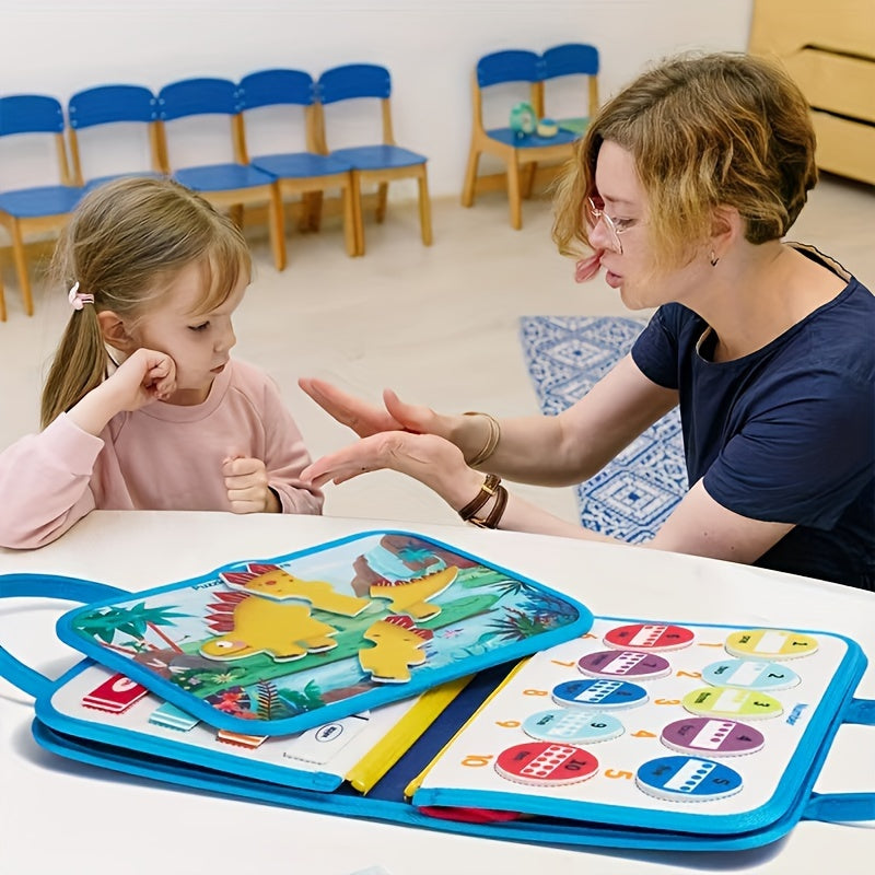 Top Pick for Customers: Vibrant Pink/Blue 3-Layer Animal Busy Board - Educational Toy for Kids, Perfect Gift for Halloween & Christmas, Made with Long-lasting Polyester