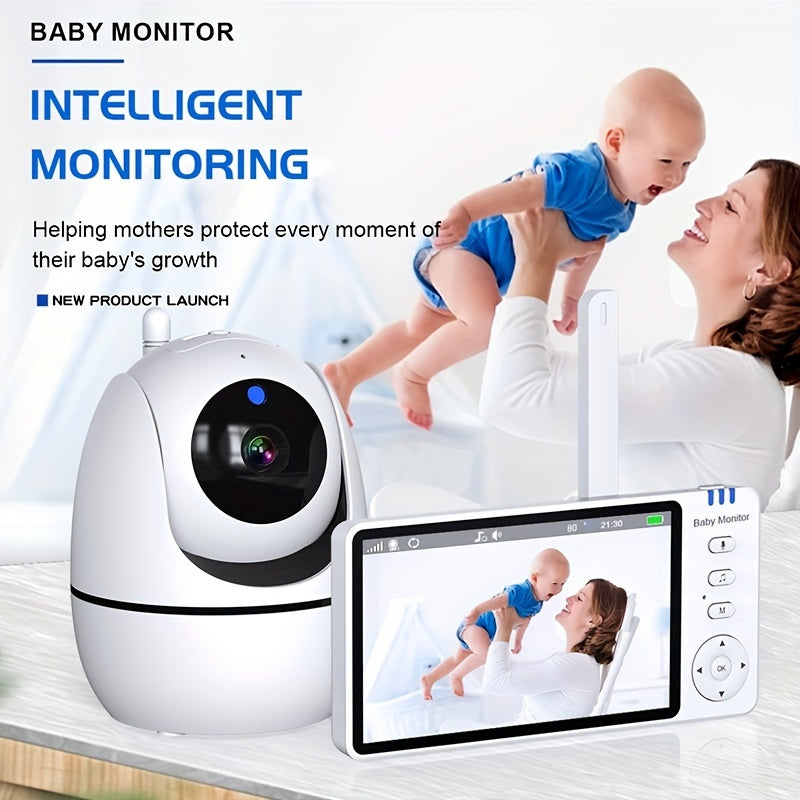 Anyazhineng Smart Monitor features a 5-inch display, Two-Way Audio, Temperature Display, Feeding Timer, and Lullaby Music. This monitor is USB powered and WiFi enabled.