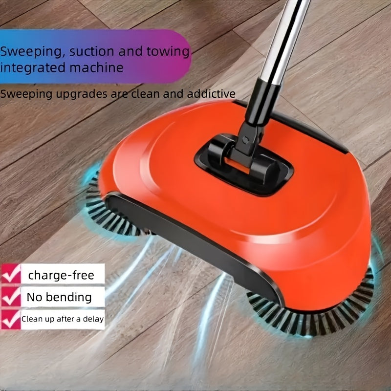 Multi-functional Manual Broom and Mop Combo for Wet & Dry Cleaning - Great for Wood, Tile Floors - Removes Pet Hair, Dust & Debris - Perfect for Bedroom, Bathroom, Kitchen, Living Room - No Need for Batteries