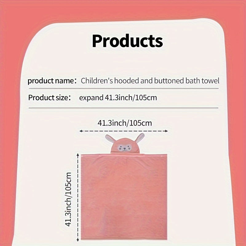 2 Super soft absorbent bath towels for children in gift box, 105.41cm X 105.41cm, cute animal print, cap, breathable - ideal for napping and swaddling.