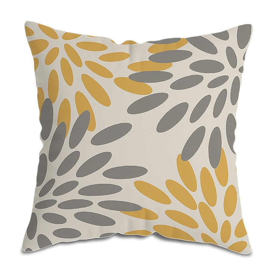 Boho Chic Throw Pillow Cover - Vibrant Yellow & Gray Geometric Design, 44.96x44.96 cm, Made of Polyester with Zip Closure - Perfect for Sofa, Bedroom, Office, or Farmhouse Decor. Easy to clean in the washing machine. Insert not included.