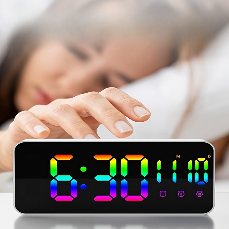 LED Clock Home Decoration with Smart Alarm and Creative Mirror Design