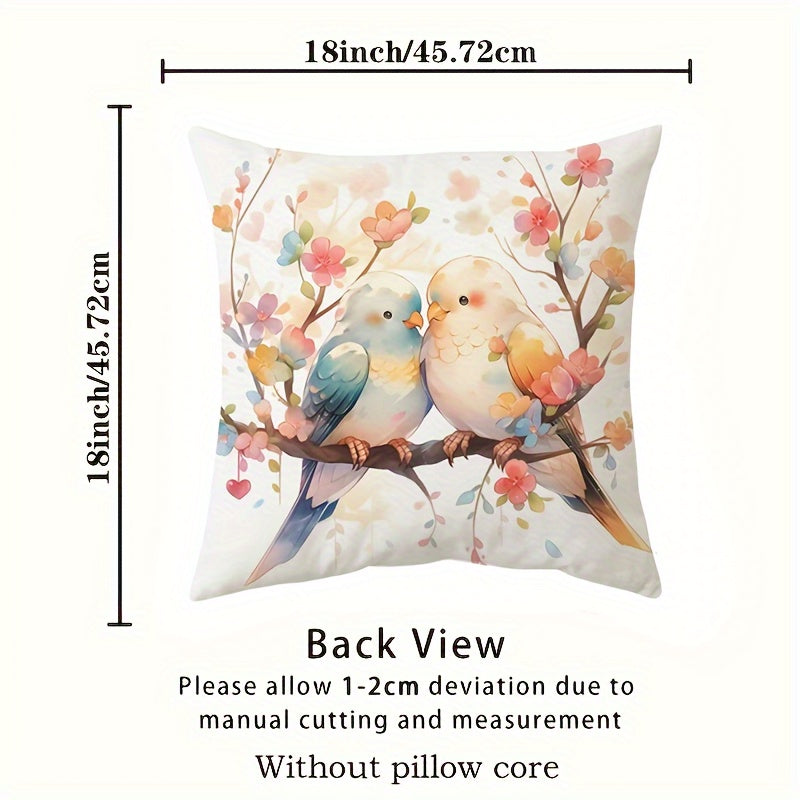 One piece of Romantic Bird Print Polyester Pillowcase, featuring a soft and breathable material that is machine washable. This decorative throw pillow cover is perfect for teens and adults, adding a touch of charm to your bedroom or living room decor.