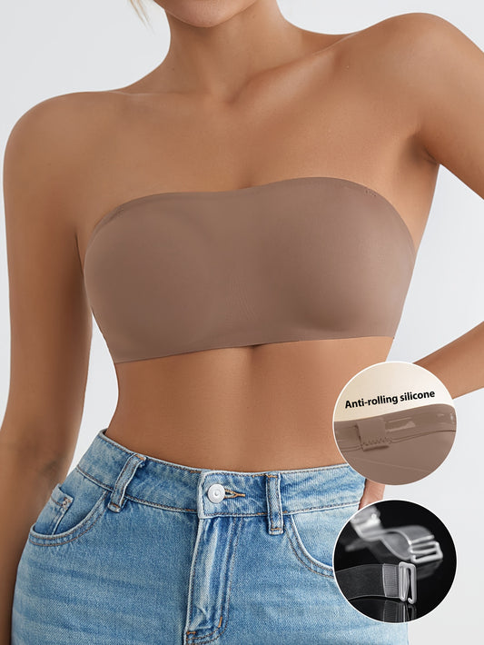 Seamless strapless bandeau and cozy everyday bra for women.