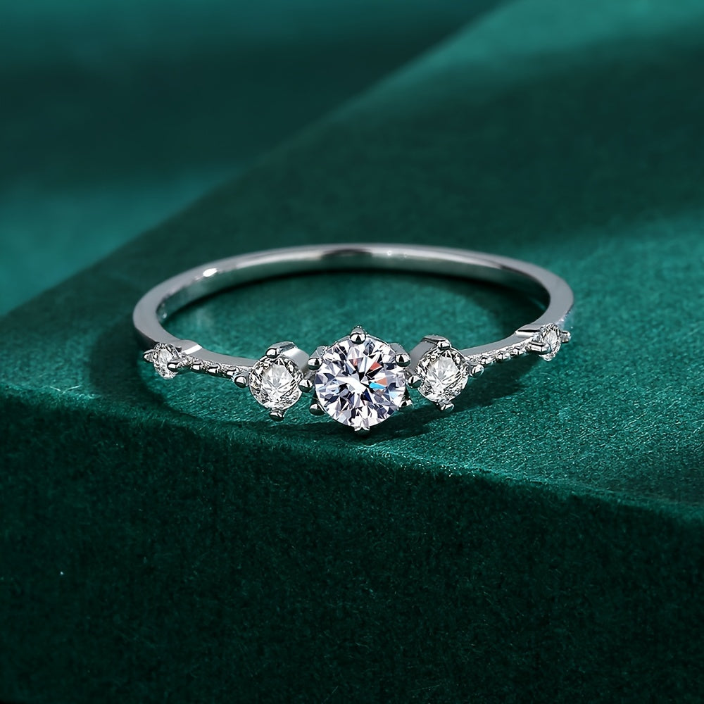 Exquisite Floral Design S925 Sterling Silver Ring with Cubic Zirconia, Ideal for Daily Wear and Valentine's Day - Featuring April Birthstone, Inspired by Korean and Japanese Fashion Trends, Elegant and Timeless Piece for 2022.