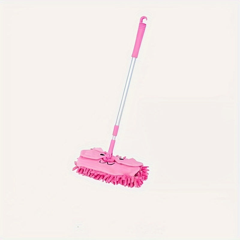 Children's Mop for Household Cleaning - 1 Piece. This retractable mop is a fun children's toy and a mini flat mop for cleaning. It features chenille dust removal tool for easy corner cleaning in children's bedrooms. Perfect for play house fun!