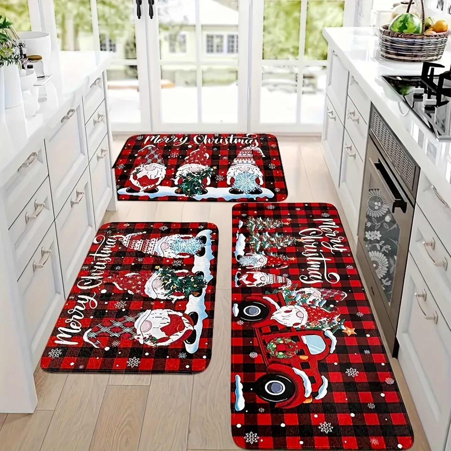 Get into the holiday spirit with our Christmas Gnome Door Mat! This festive polyester rectangular welcome rug features a non-slip backing, making it perfect for use in the kitchen, bedroom, living room, dining room, laundry room, bathroom, and entryway.